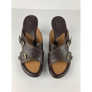 B.O.C. Brown Sandals‎ Leather Slip On Mules Heels y2k Sandals Women's Size 8